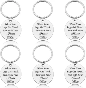 6 Pcs Marathon Keychain Gifts for Runners Female, Male Marathon Lover Gift Keychain Half Marathon Runners Gifts Marathon Gifts for Runners Running Gifts for Runners Christmas Birthday Gifts for Runner