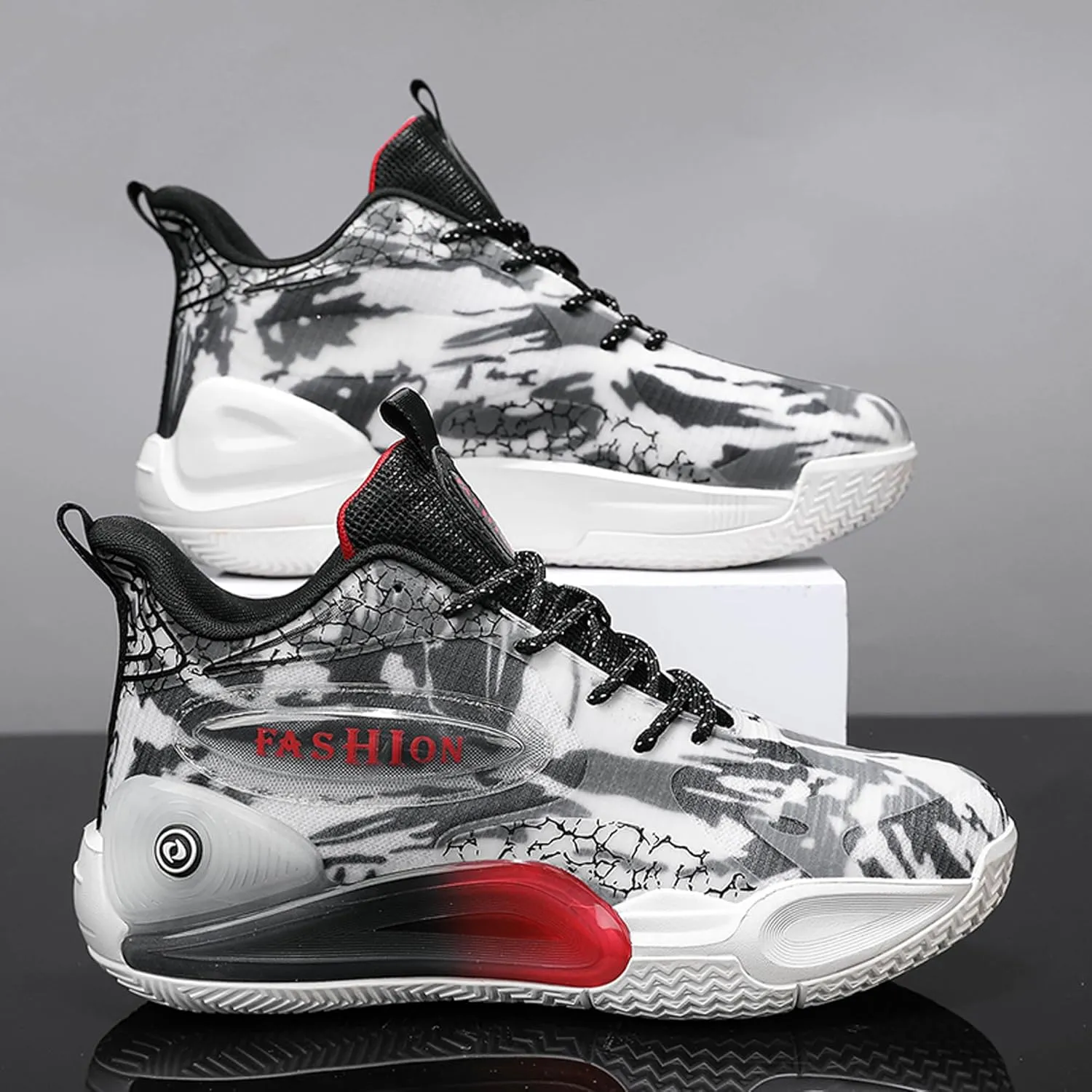 Men's Women's Multi-Color Graffiti Mesh Lightweight Anti Slip Arch Support Casual Training Sports Basketball Shoes, Comfortable Wide Version Road Running Shoes, Street Youth Team Athletic Shoes