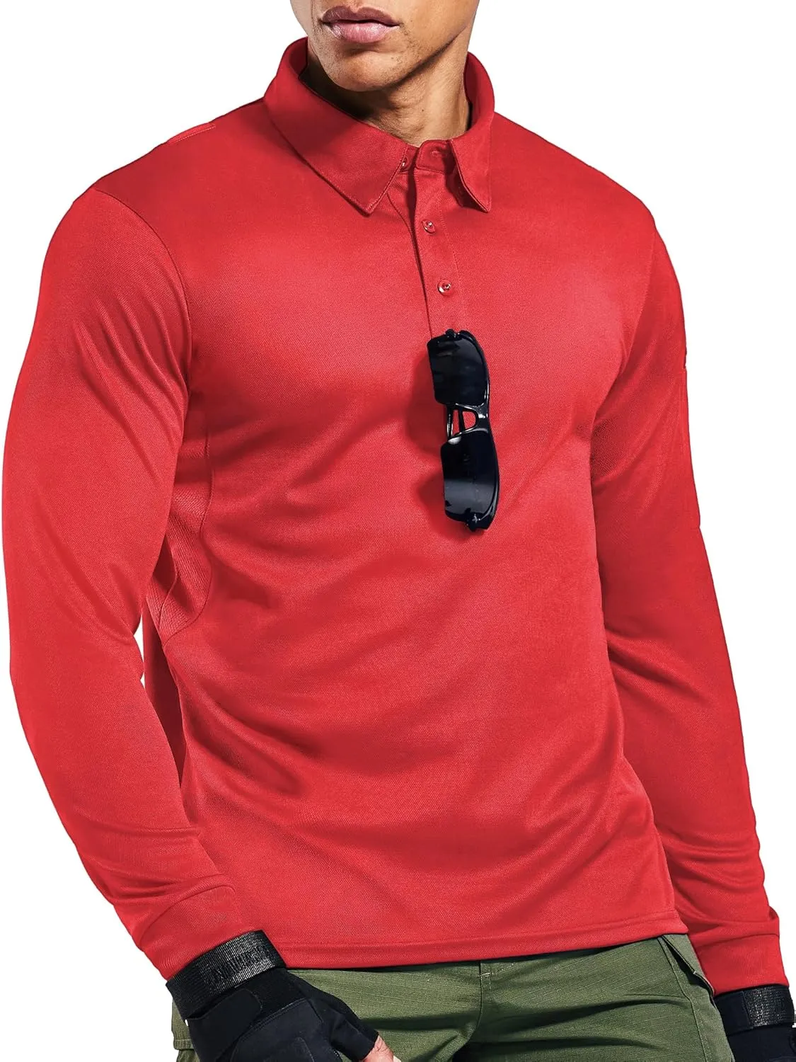 MIER Men's Outdoor Performance Tactical Polo Shirts Short and Long Sleeve, Moisture-Wicking
