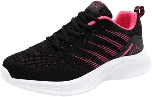 Womens Slip on Walking Shoes Outdoor Breathable Lightweight Running Shoe Non Slip Lace Up Work Tennis Sneakers